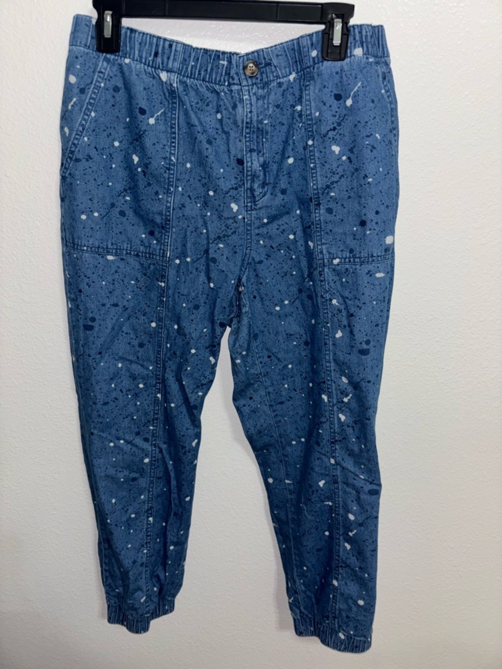 Womens - Blue Splatter Denim Jogger Pants